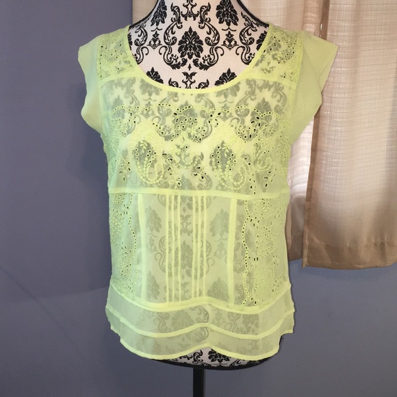 American Eagle Outfitters Tops - American Eagle light yellow Sheer Blouse - M